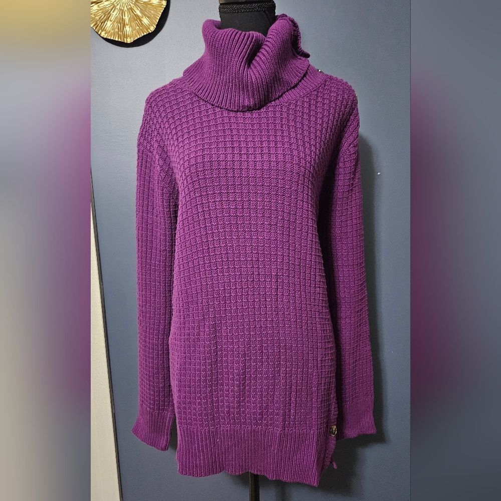 Woman Within Purple Cowl Neck Button Detail Sweater Plus Size 22/24